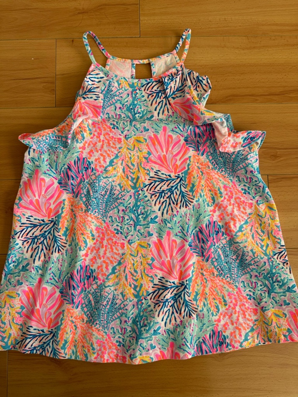 Lilly Pulitzer Multicolor Splashdance Coral Beach Ruffle Tank Top size S